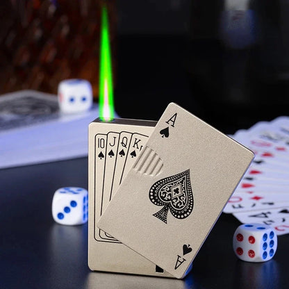 Creative Playing Cards Ace of Spades Lighter Butane Windproof Straight Metal Lighter Metal Fun Gift for Men Smoking Accessories