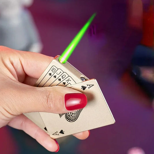 Creative Playing Cards Ace of Spades Lighter Butane Windproof Straight Metal Lighter Metal Fun Gift for Men Smoking Accessories