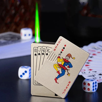 Creative Playing Cards Ace of Spades Lighter Butane Windproof Straight Metal Lighter Metal Fun Gift for Men Smoking Accessories