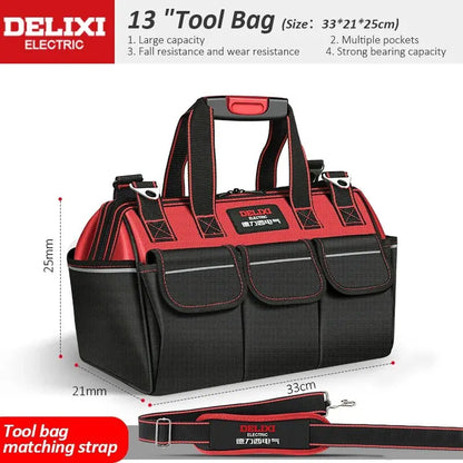 DELIXI ELECTRIC Tool Bag,Multifunctional Waterproof Storage Bags,Suitable for Electricians,Carpenters,Car Mechanics,Homeowners