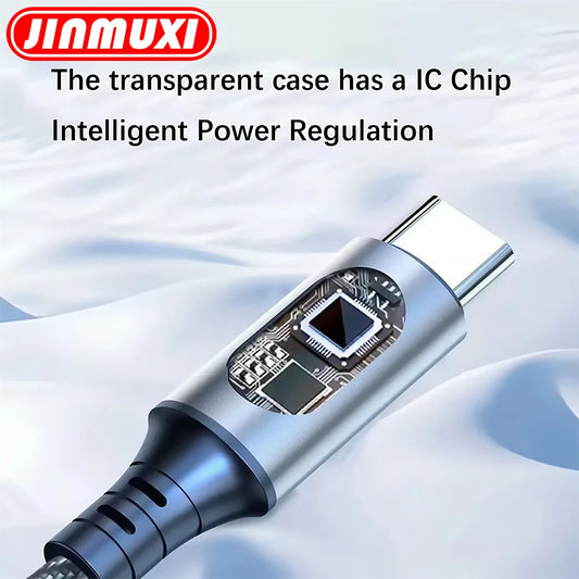 6A 120W USB A To Type C Super Fast Charge Cable Nylon Data Cord For Xiaomi Redmi POCO Samsung With Led Digital Display Cable